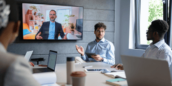 Image of a Boss and Team Collaborating on Video Conference Call