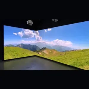Large screen turning at a 90-degree angle for enhanced broadcast capabilities